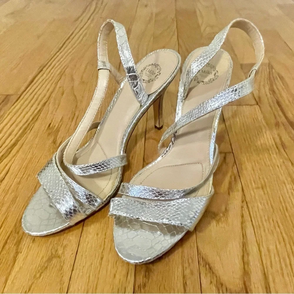 Issac Miller Gold & Silver Open Toed Strap Heel Set Womens Size 9.5